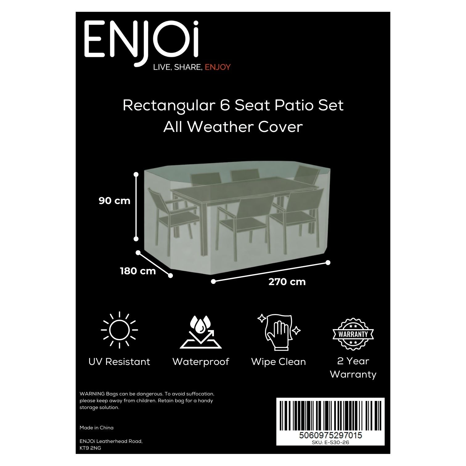 Rectangular 6 Seat Patio Set All Weather Cover