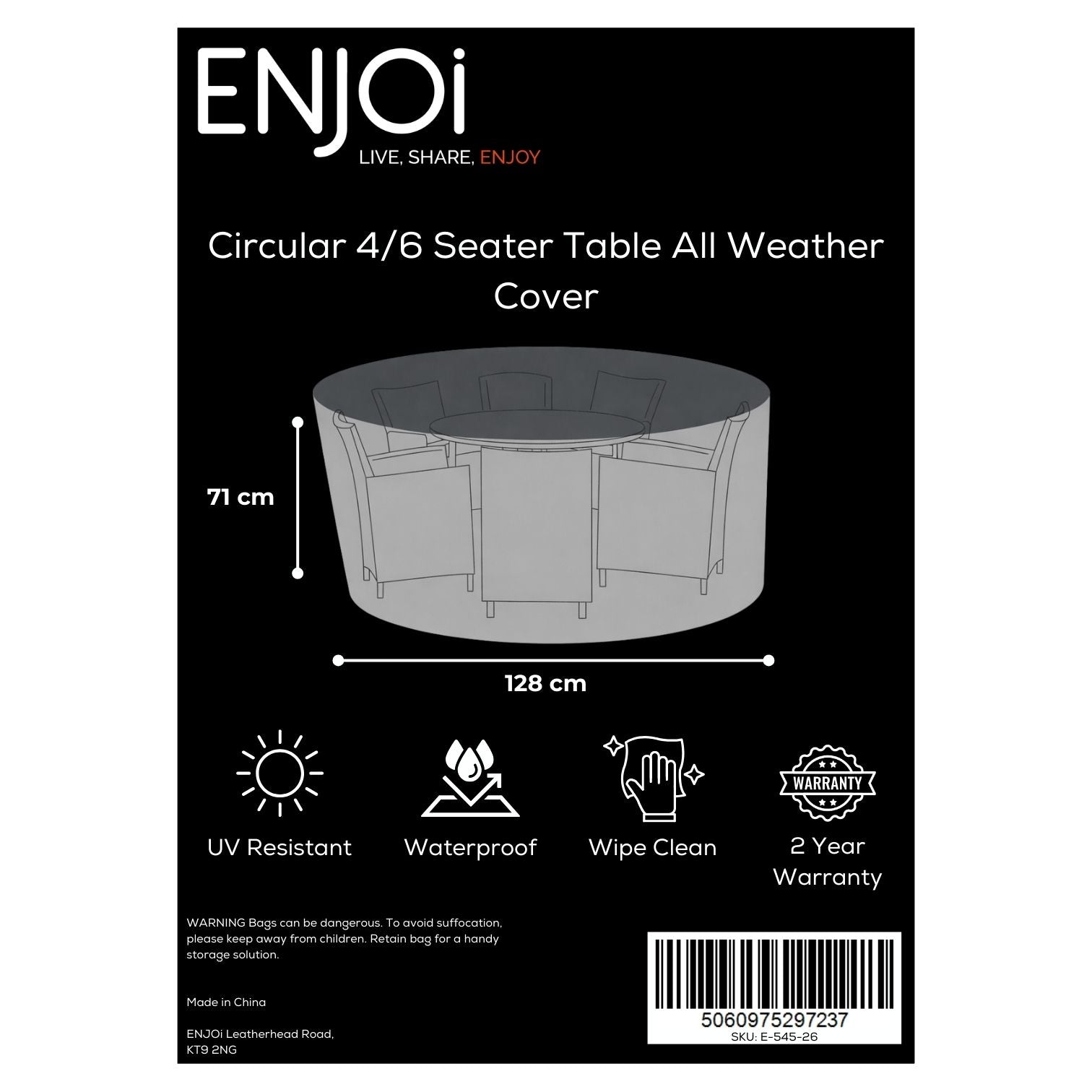 Circular 4/6 Seater Table All Weather Cover