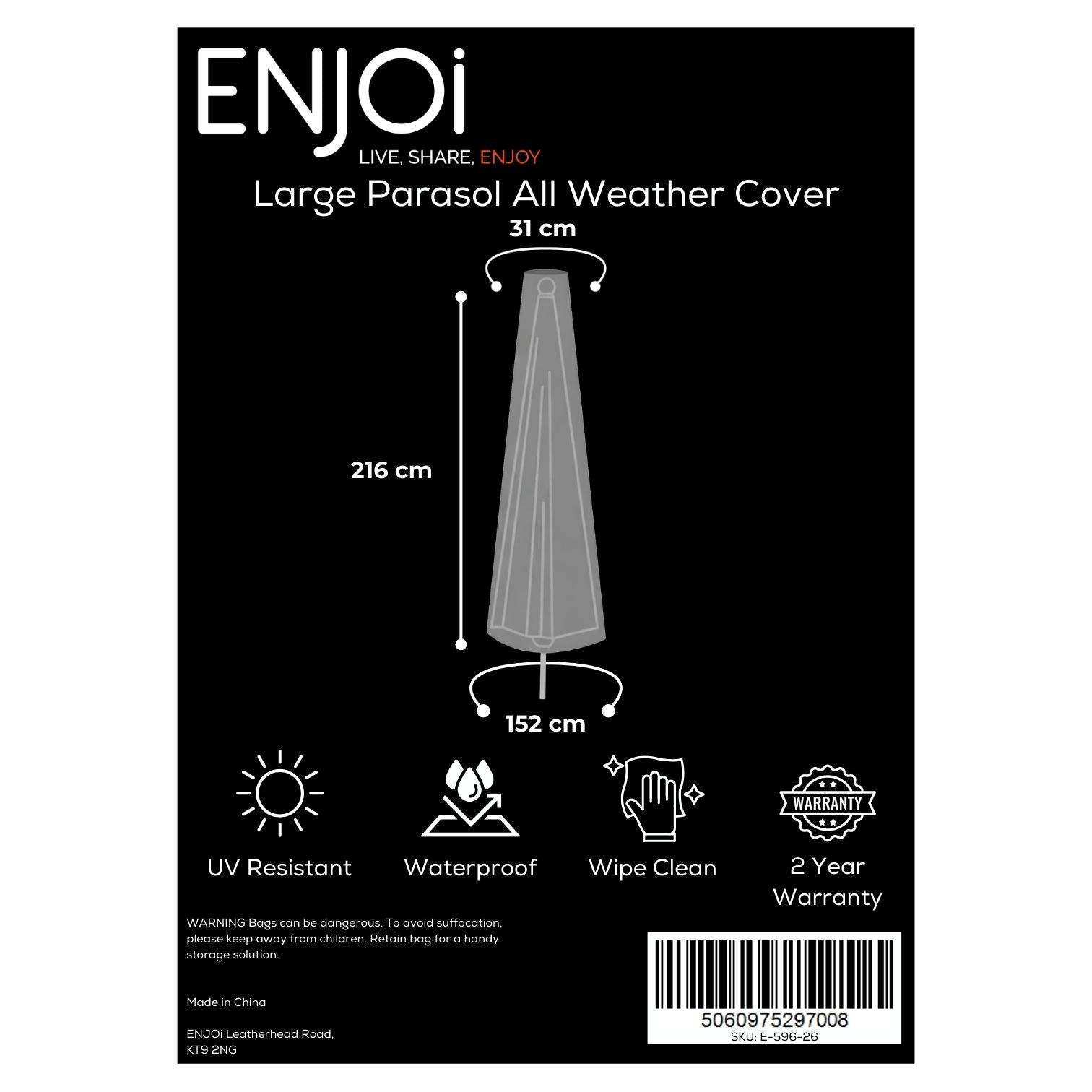 Large Parasol All Weather Cover