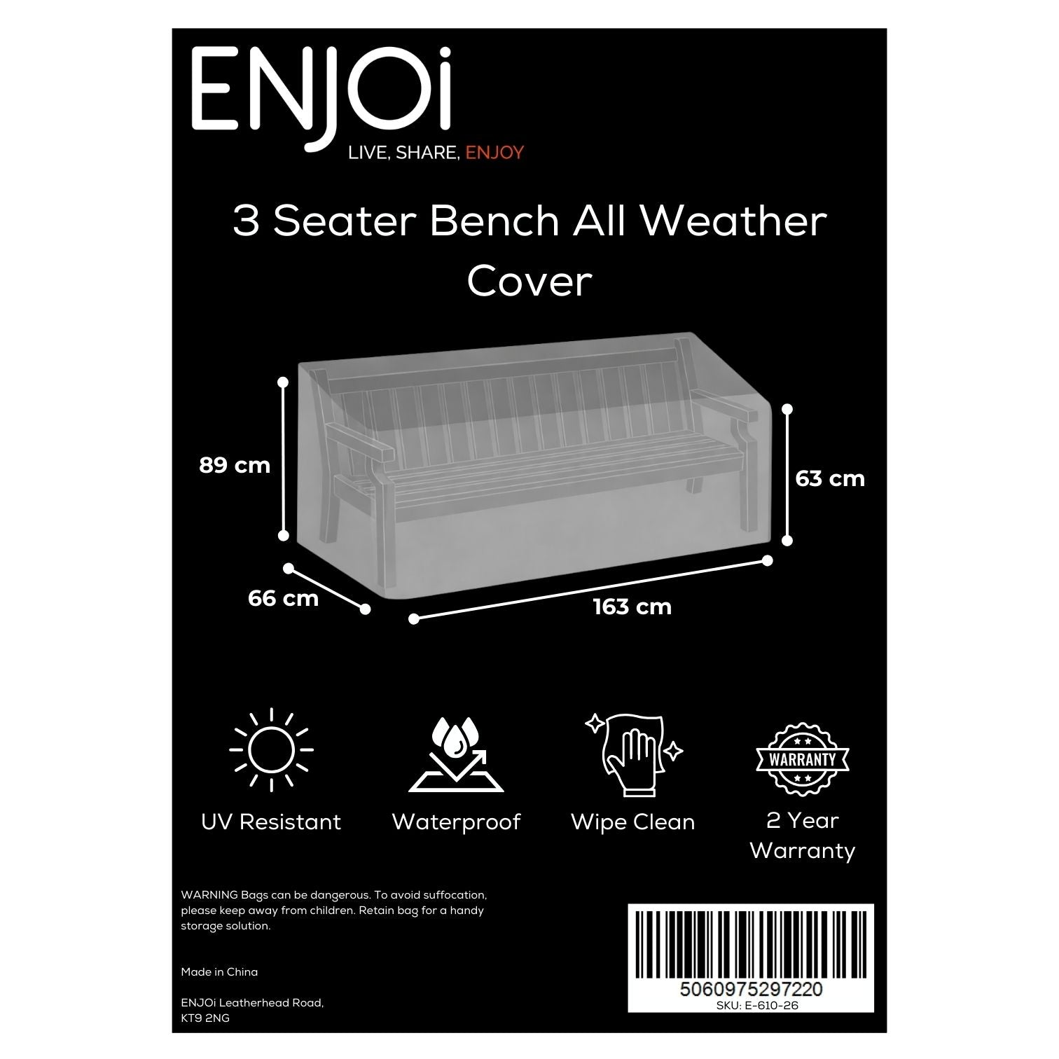 3 Seater Bench All Weather Cover