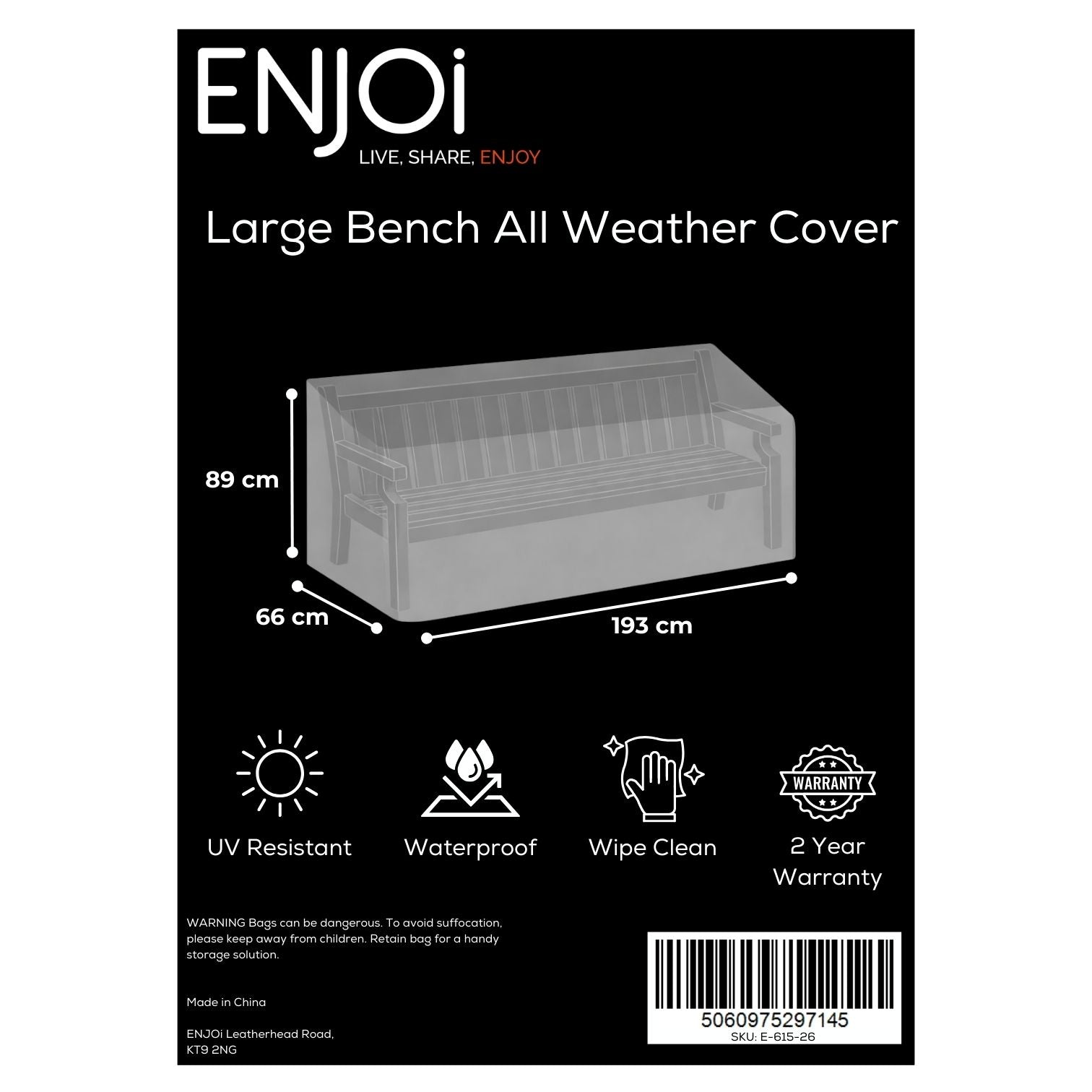 Large Bench All Weather Cover