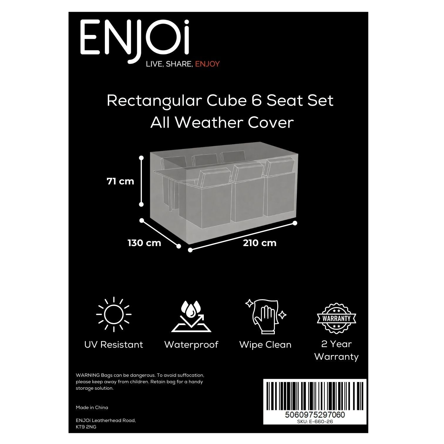 Rectangular Cube 6 Seat Set All Weather Cover