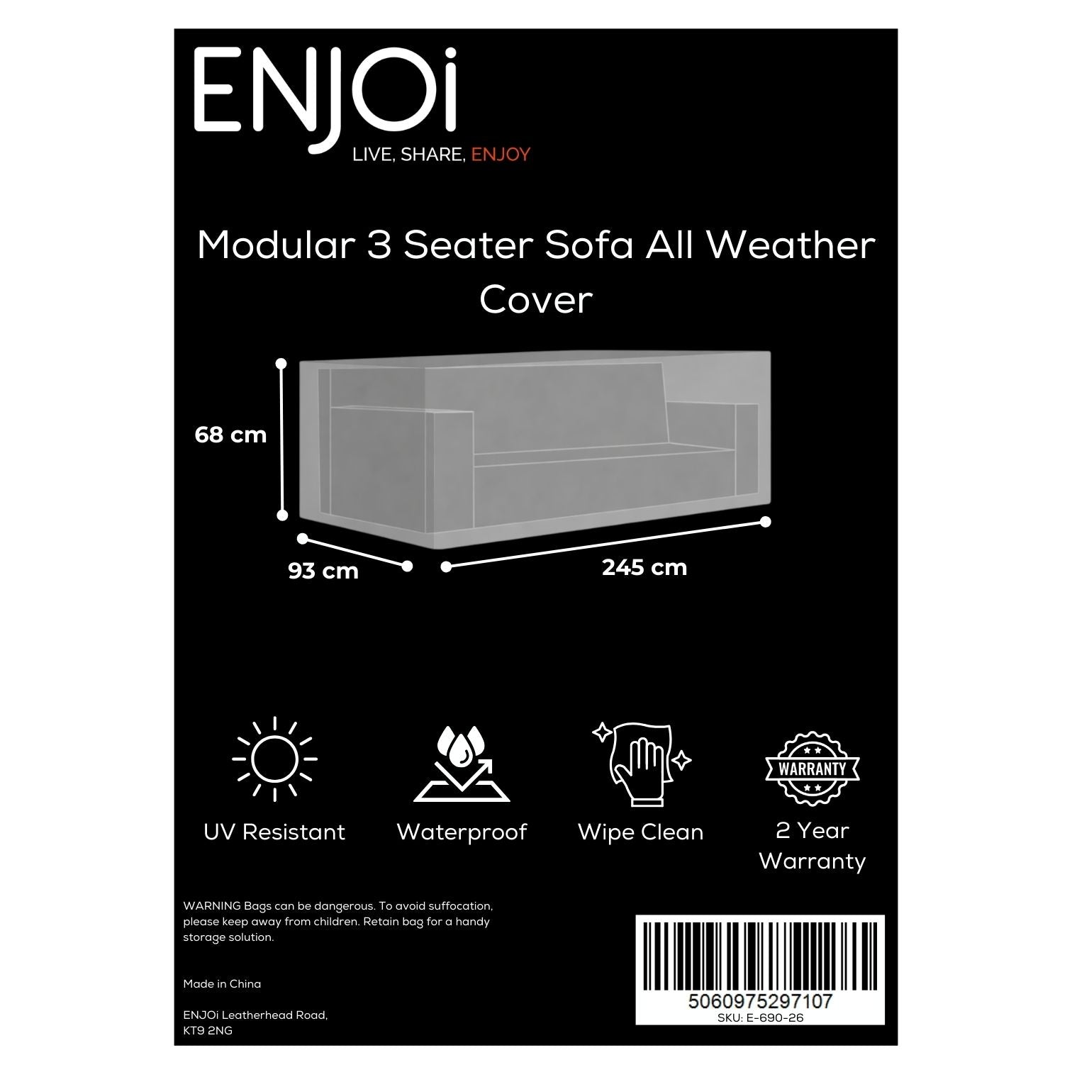 Modular 3 Seater Sofa All Weather Cover