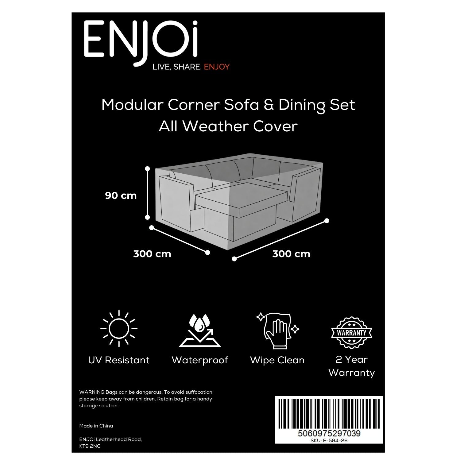 Large Modular Corner Sofa & Dining Set All Weather Cover (Square)