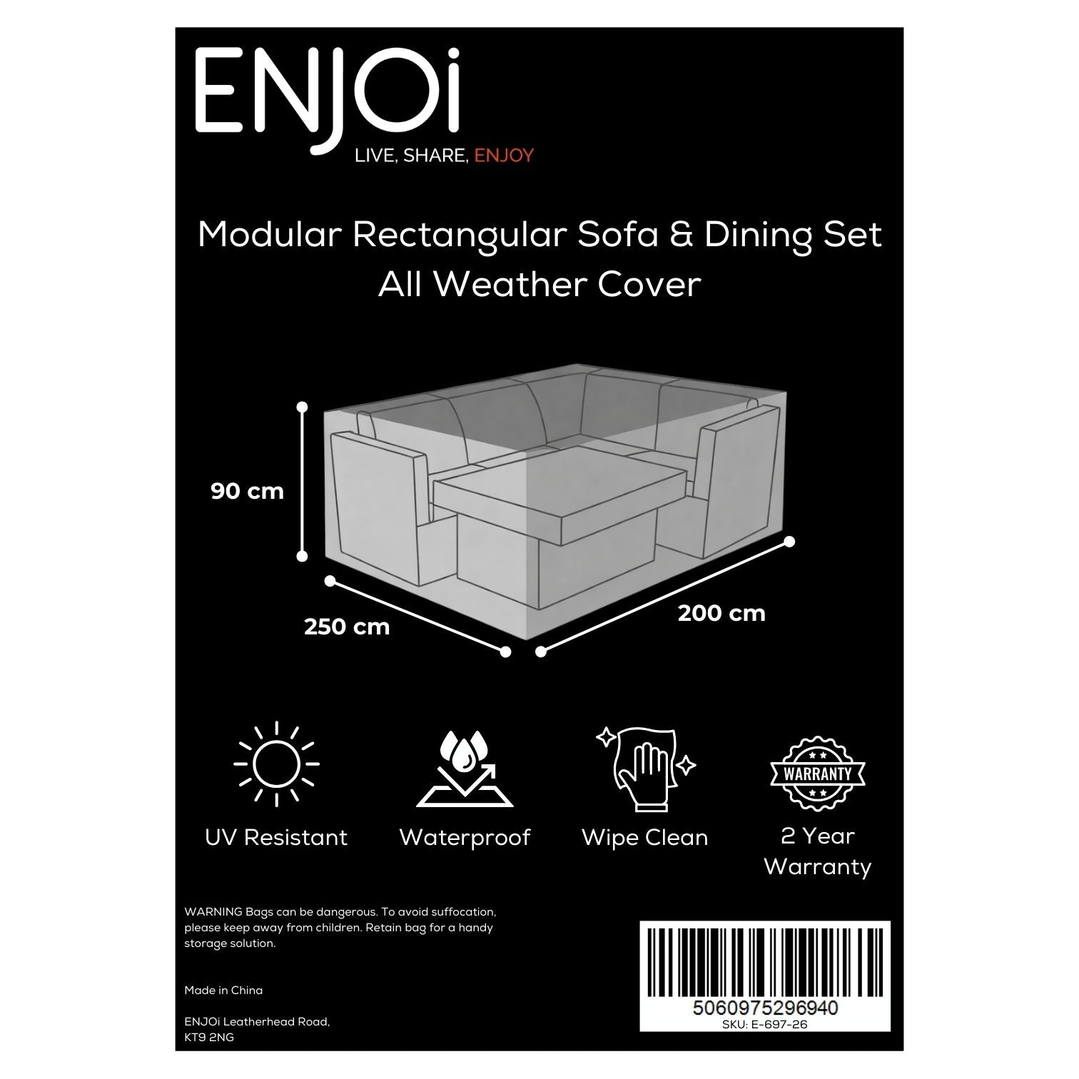 Modular Rectangular Sofa & Dining Set All Weather Cover