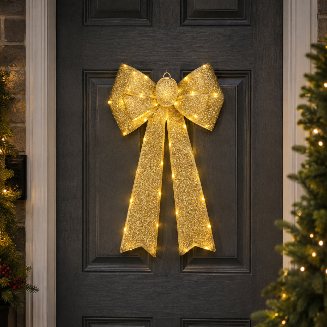 Gold Pre-Light Christmas Bow