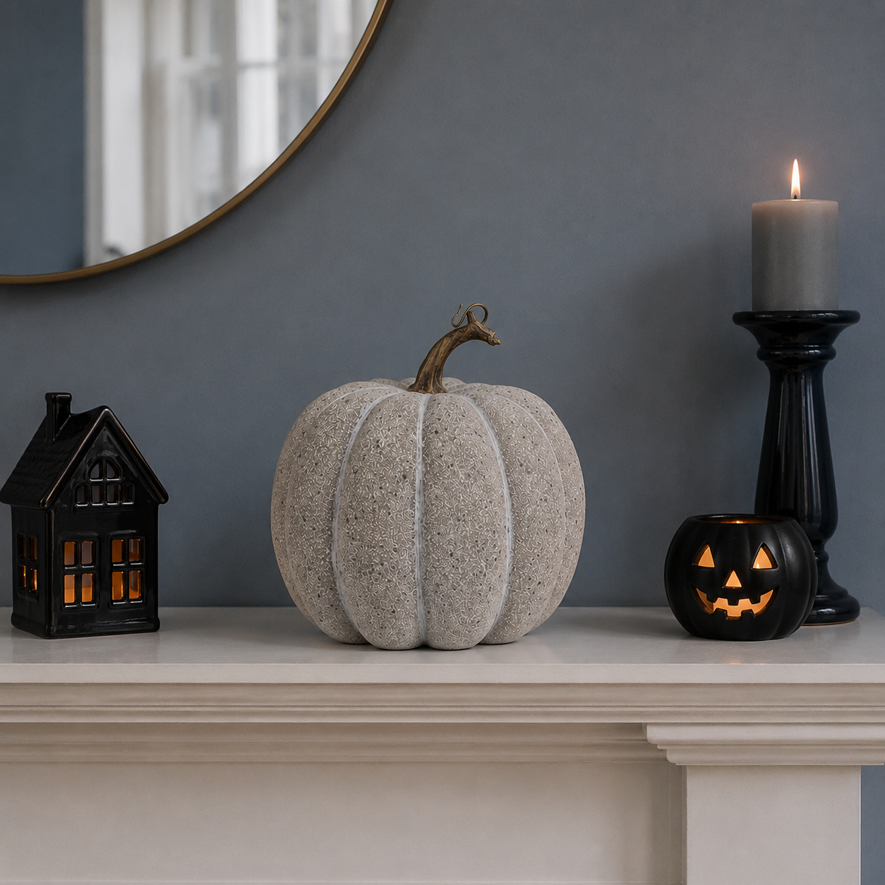 Grey Pumpkin Autumn Decoration