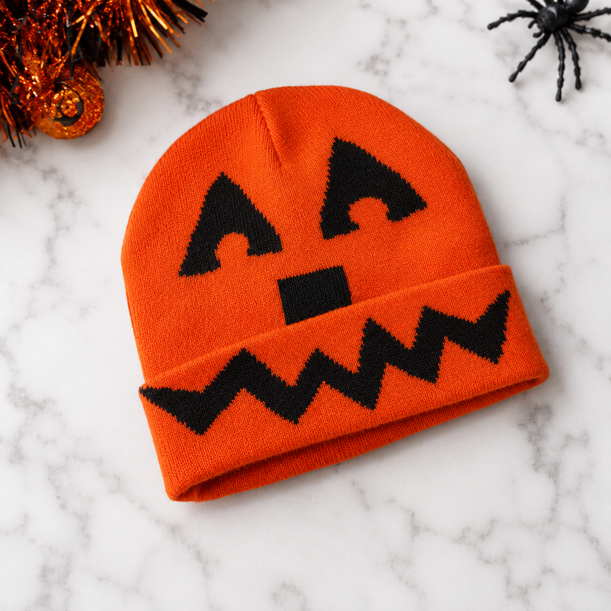 Jack-O'-Beanie Halloween Hat