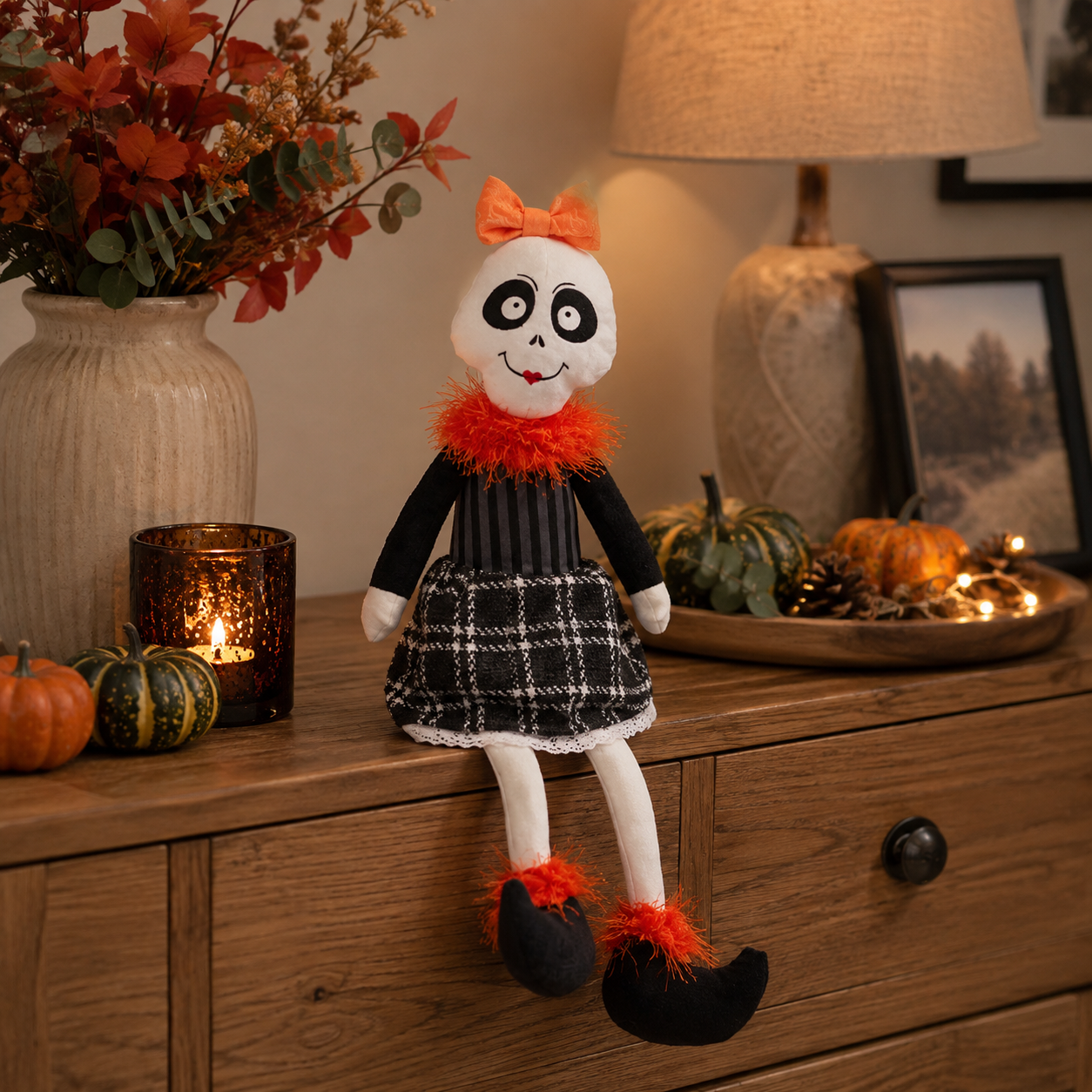 Mrs Bones Halloween Plush Decoration