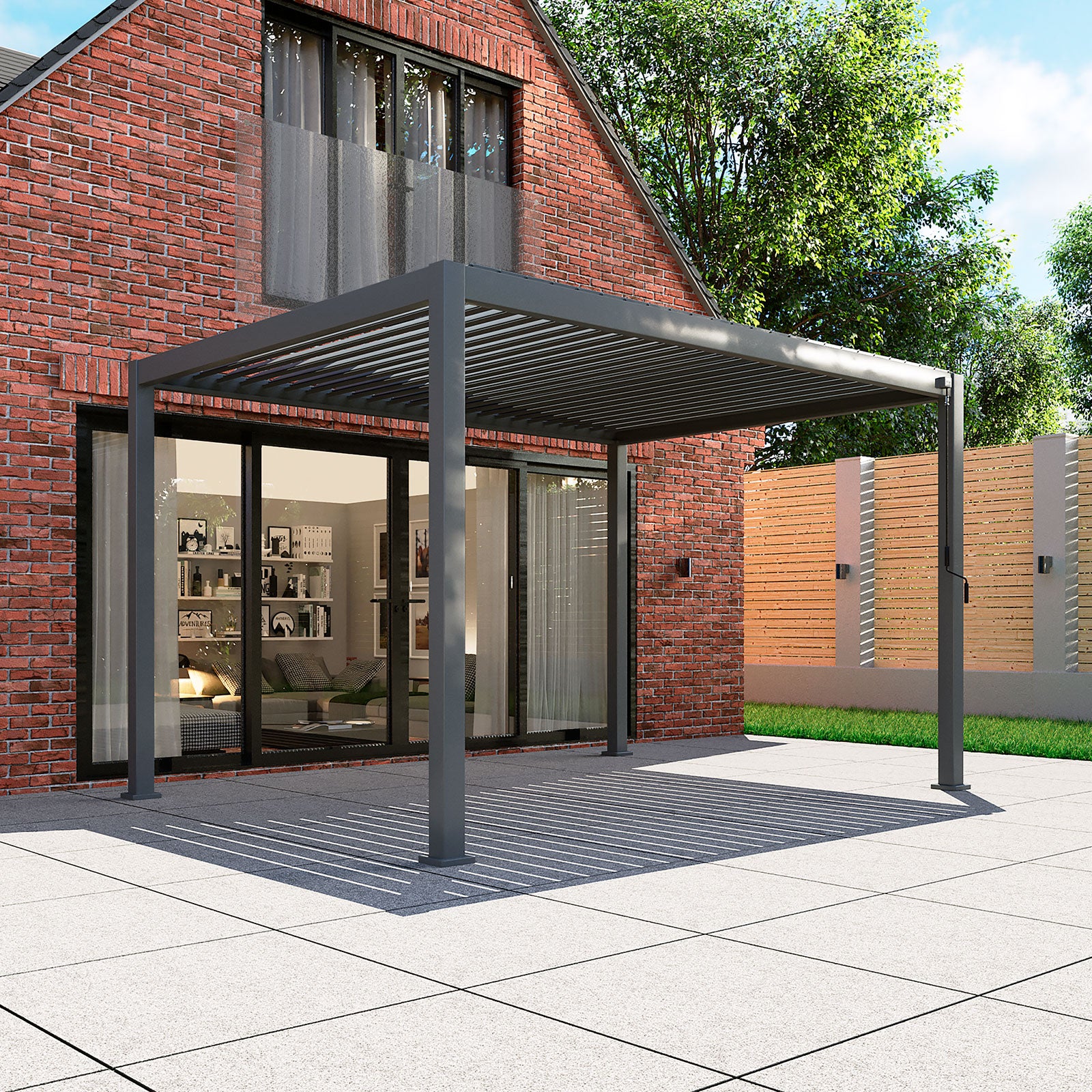 ENJOi Leo Aluminium Rectangular Pergola Anthracite Grey - 3.6m x 3m