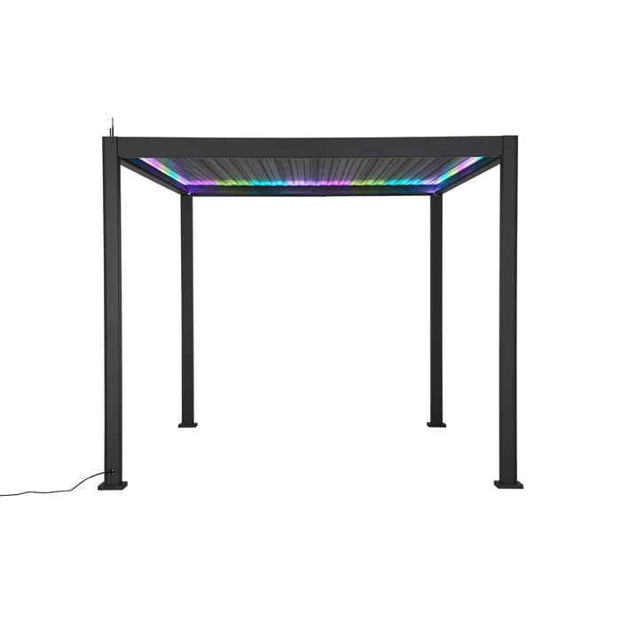 ENJOi Leo Aluminium LED Square Pergola Anthracite Grey - 3m x 3m