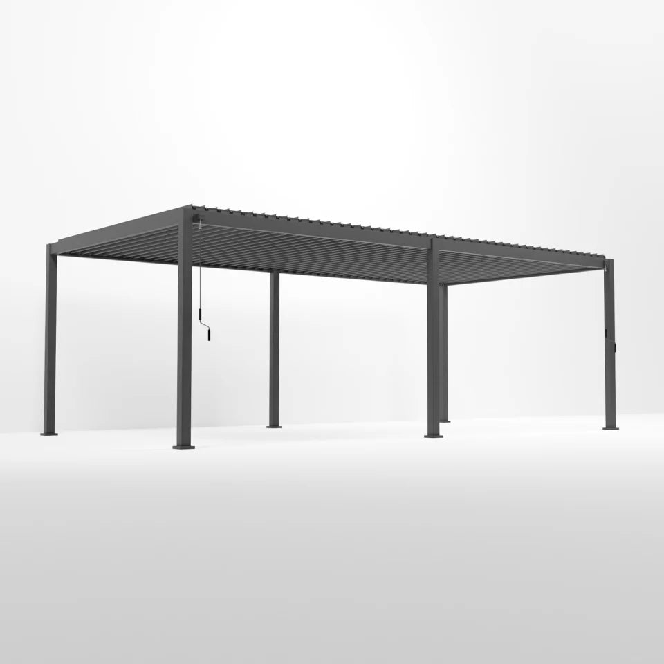 ENJOi Leo Aluminium Rectangular Pergola Anthracite Grey - 8m x 3m