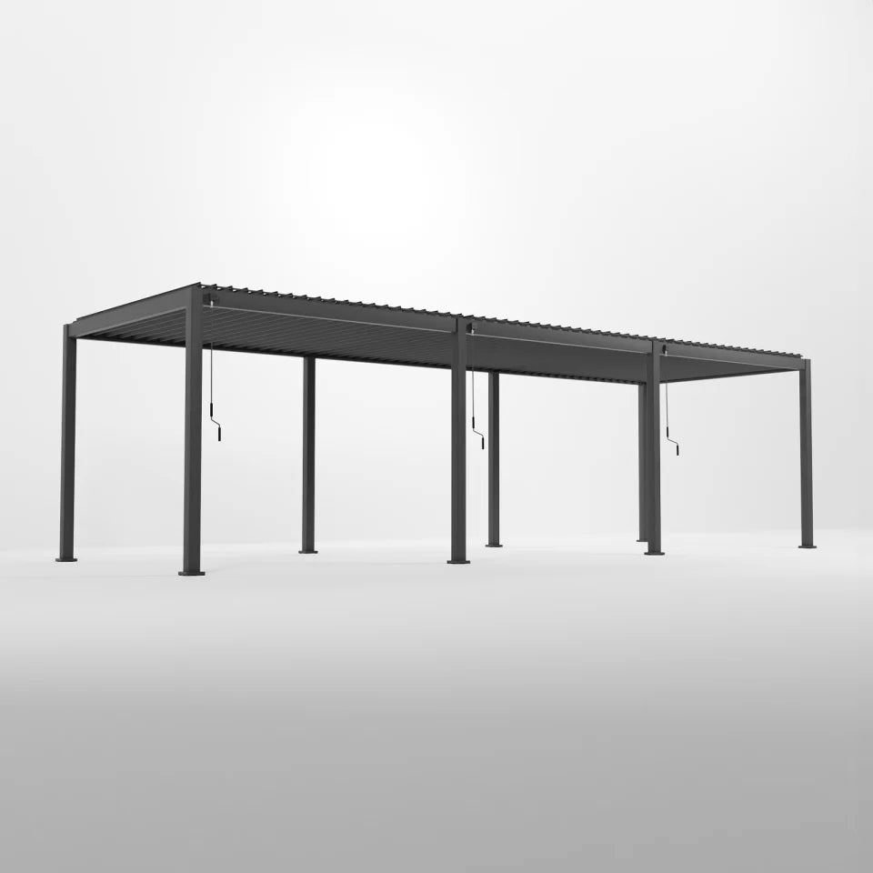 ENJOi Leo Aluminium Rectangular Pergola Anthracite Grey - 9m x 3m
