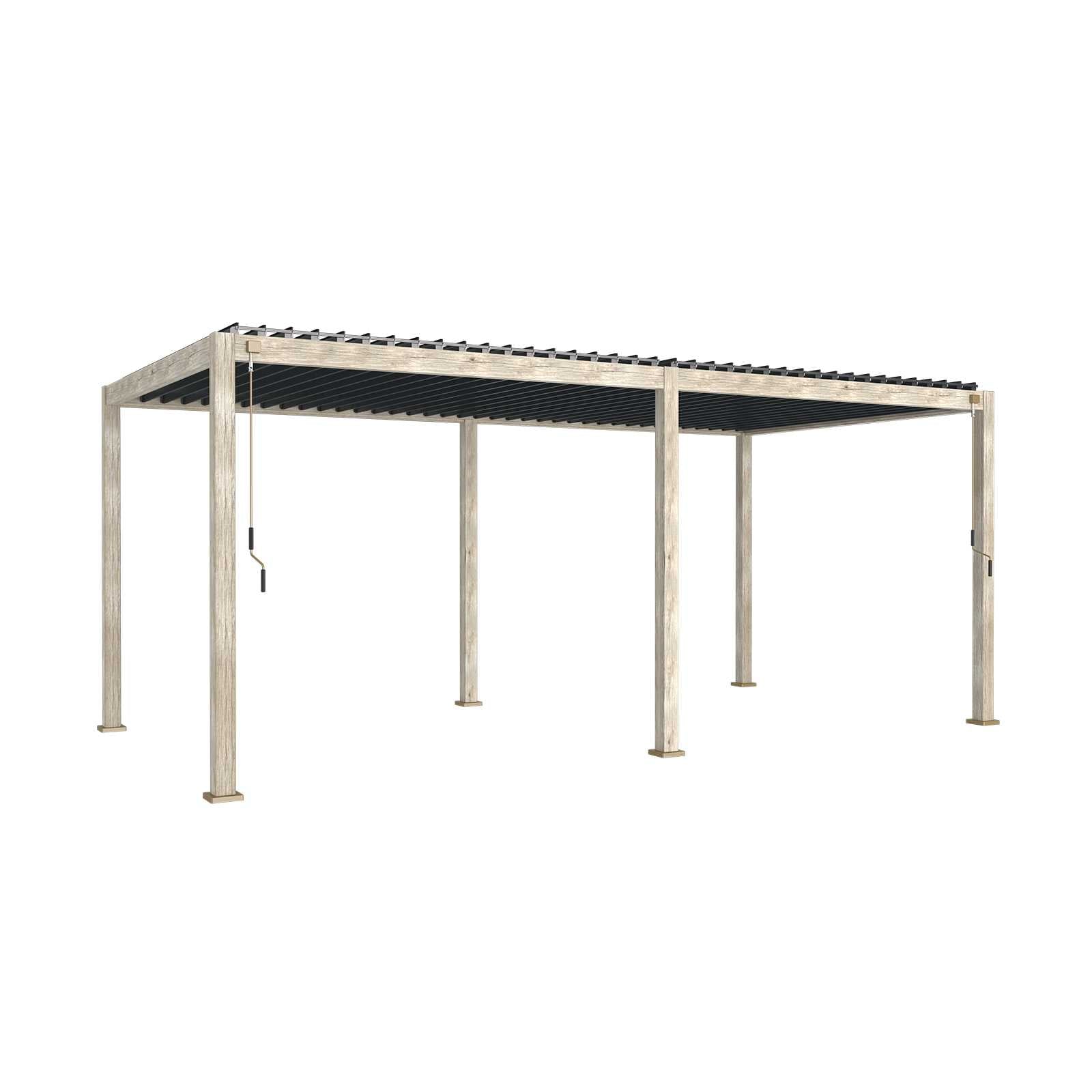 ENJOi Leo Aluminium Rectangular Pergola Wood Effect - 7.2m x 3.6m
