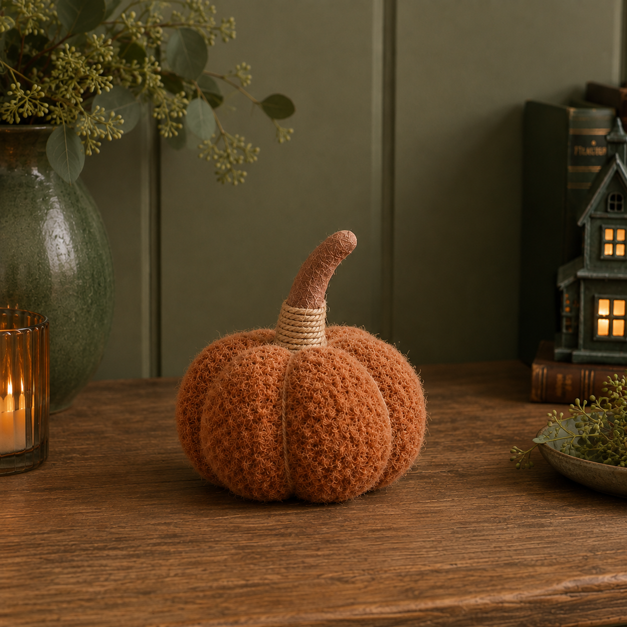 Plushy Pumpkin Chestnut Large Autumn Decoration