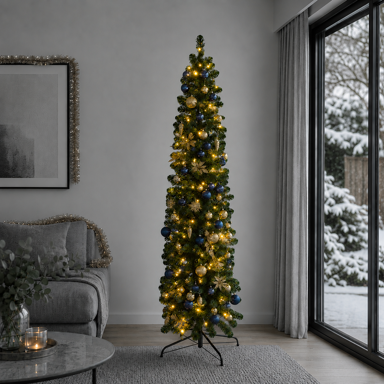 5ft Pre-Lit King Pine Ultra Slim Artificial Christmas Tree