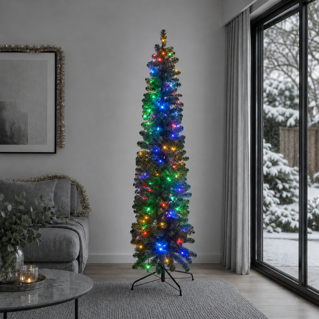 5ft Pre-Lit King Pine Ultra Slim Artificial Christmas Tree