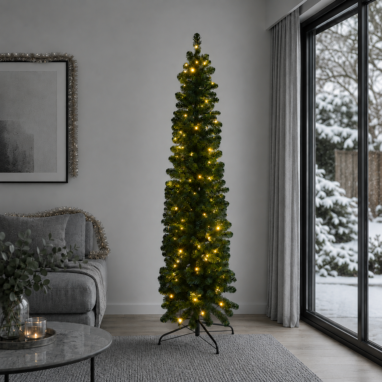 5ft Pre-Lit King Pine Ultra Slim Artificial Christmas Tree