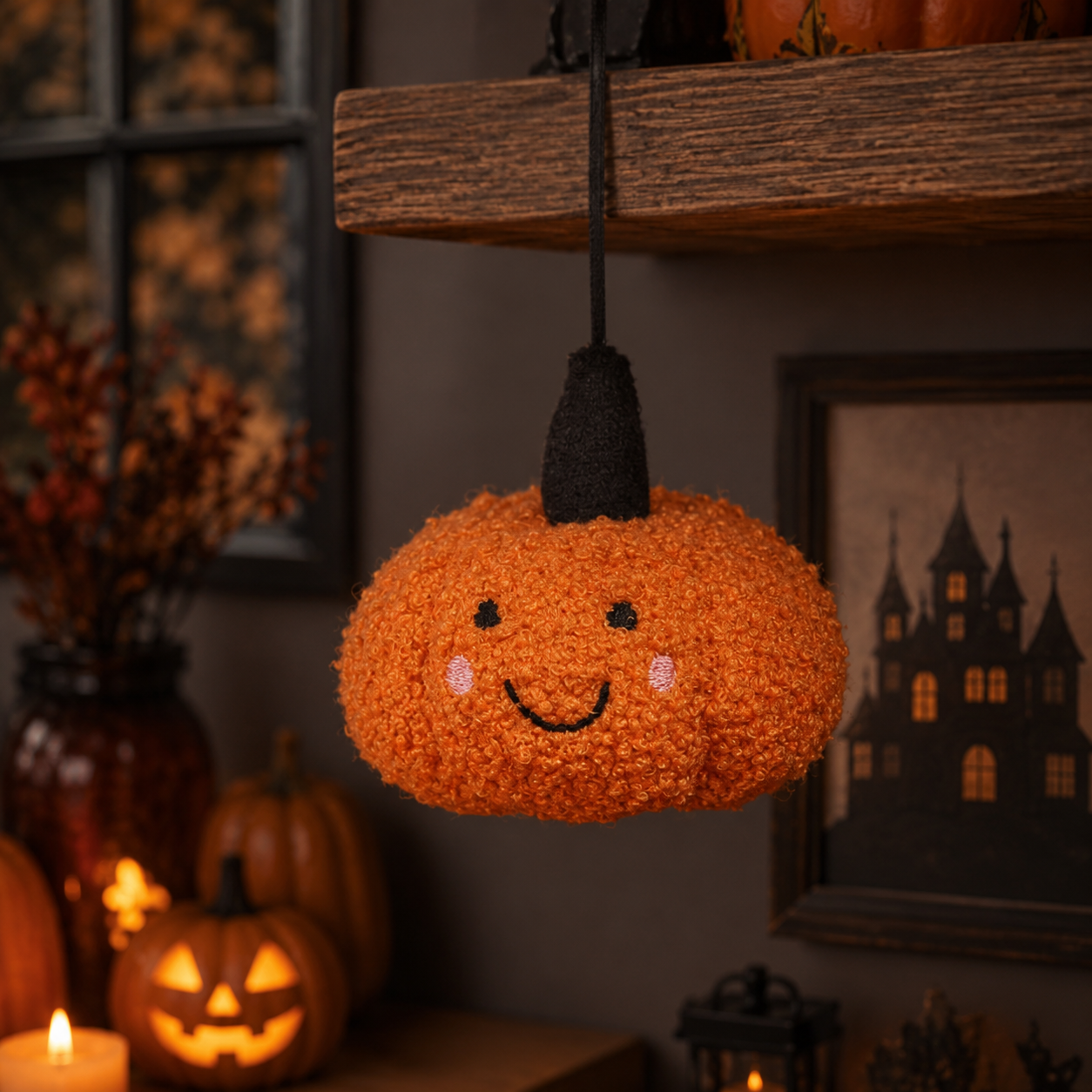 Smiley Pumpkin Orange Hanging Halloween Decoration