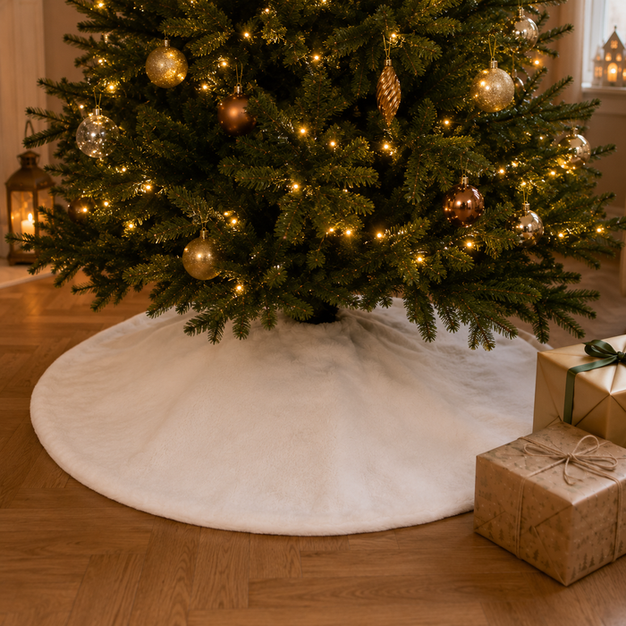 White Faux Fur Christmas Tree Skirt 90cm