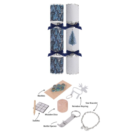 Harvey & Mason Deluxe Blue Tree Christmas Crackers - 13.5" - Pack of 6