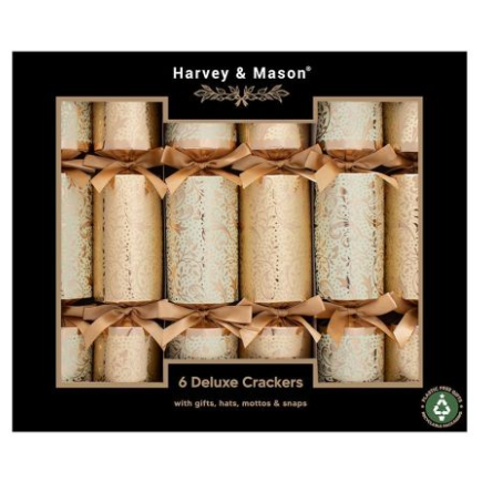 Harvey & Mason Deluxe Gold Foliage Christmas Crackers - 13.5" - Pack of 6