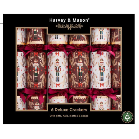 Harvey & Mason Deluxe Burgundy Nutcracker Christmas Crackers - 13.5" - Pack of 6
