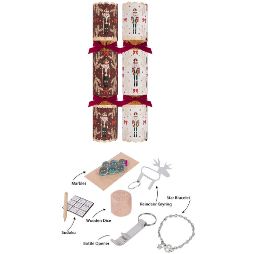 Harvey & Mason Deluxe Burgundy Nutcracker Christmas Crackers - 13.5" - Pack of 6