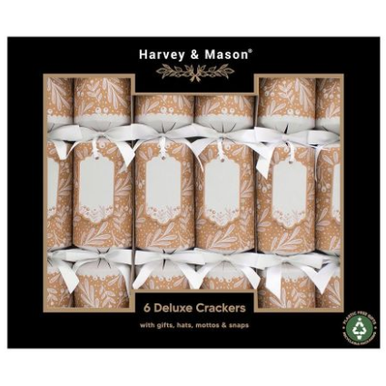 Harvey & Mason Deluxe Kraft Christmas Crackers - 13.5" - Pack of 6