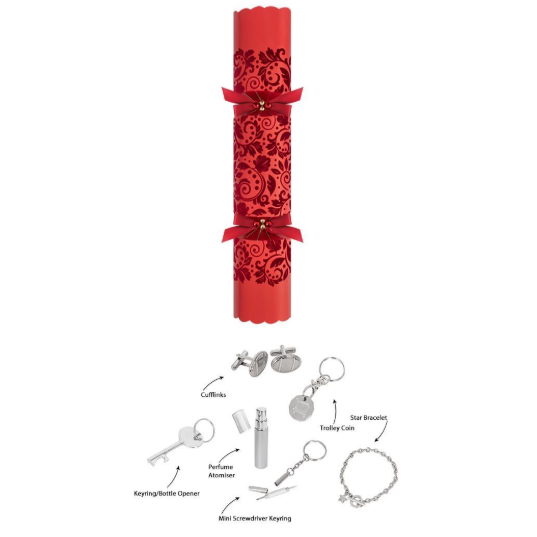 Harvey & Mason Exquisite Red Flock Christmas Crackers - 13.5" - Pack of 6