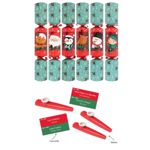 Kazoo Santa's Band Game Crackers - 12" - Pack of 6