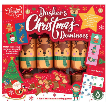 Dasher's Dominoes Game Crackers - 9" - Pack of 6
