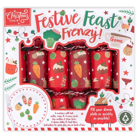 Festive Feast Frenzy Game Crackers - 9" - Pack of 6