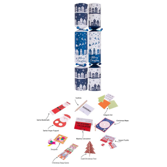 Harvey & Mason Blue Houses Christmas Crackers - 14" - Pack of 10