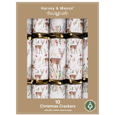 Harvey & Mason Gold Deer Christmas Crackers - 14" - Pack of 10
