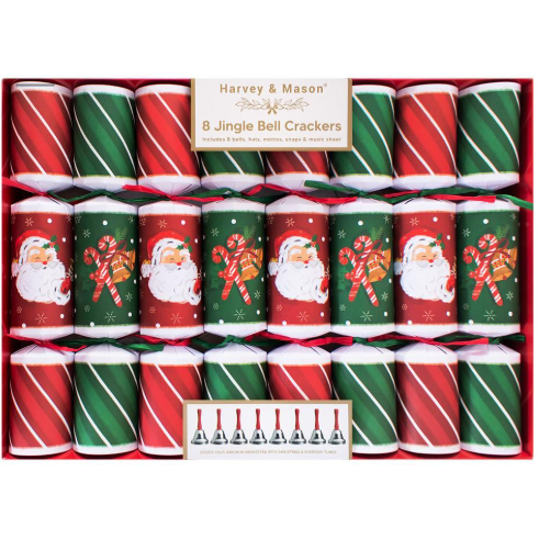 Harvey & Mason Jingle Bells Christmas Crackers - 12" - Pack of 8