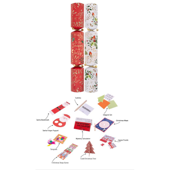 Harvey & Mason Premium Red Robin Christmas Crackers - 14" - Pack of 10