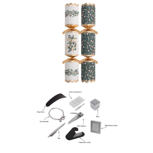 Harvey & Mason Premium Green Mistletoe Christmas Crackers - 12.5" - Pack of 8