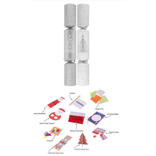Harvey & Mason Silver Trees Christmas Crackers - 14" - Pack of 10