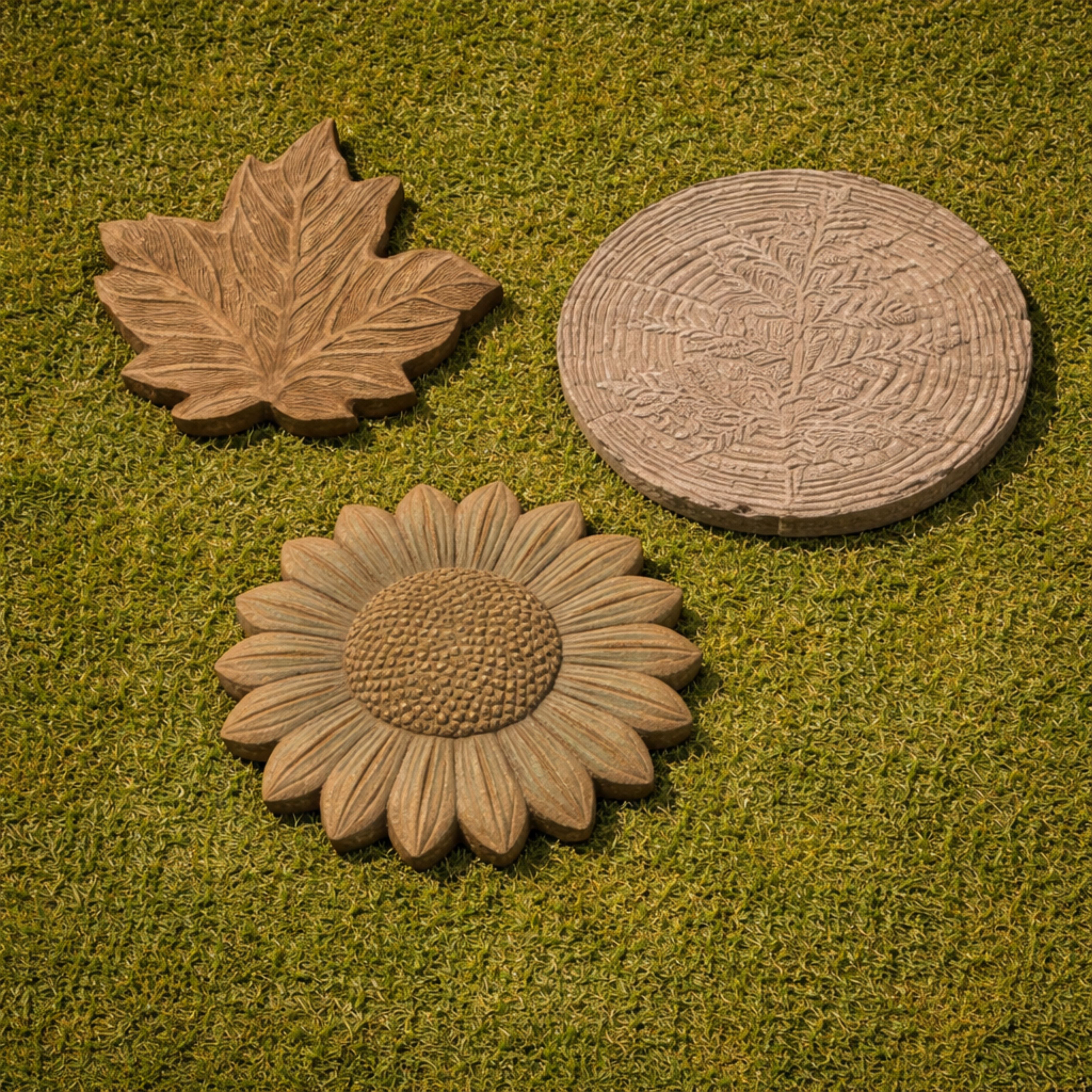 Altico Sunflower, Fossil & Maple Leaf Stepping Stone / Wall Plaque Collection