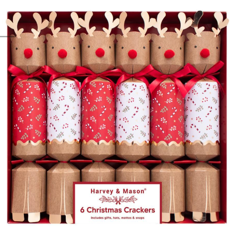 Harvey & Mason Reindeer Christmas Crackers - 12" - Pack of 6