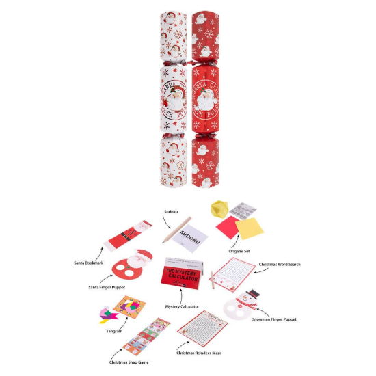 Family Retro Santa Stamp Crackers - 12" - Pack of 10