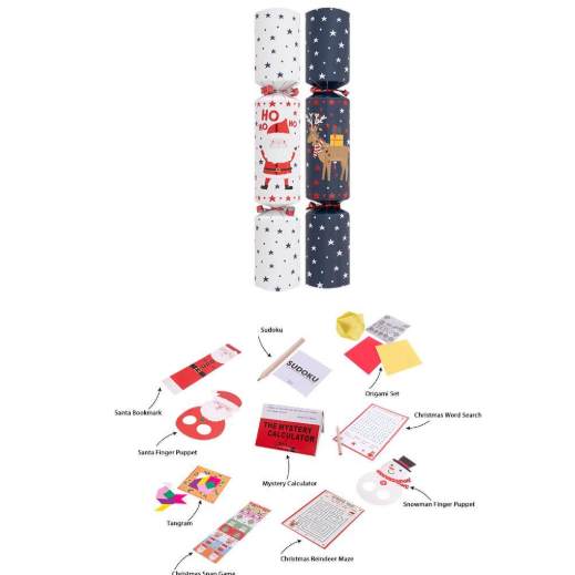Family Blue Santa & Yelpers Crackers - 12" - Pack of 10