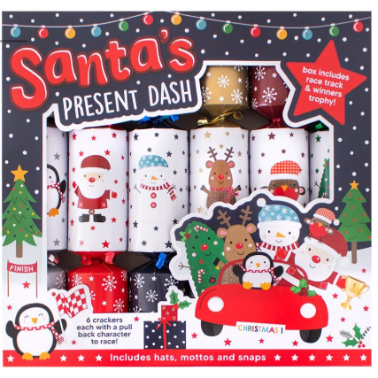 Santa's Present Dash Game Crackers - 12" - Pack of 6