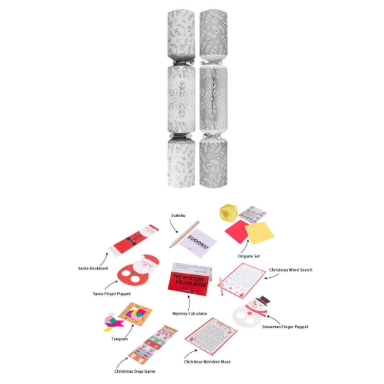 Family Silver Snowflake Crackers - 12" - Pack of 10