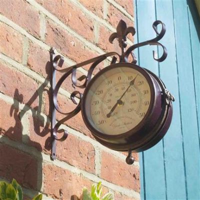 Station Clock & Thermometer Double Sided