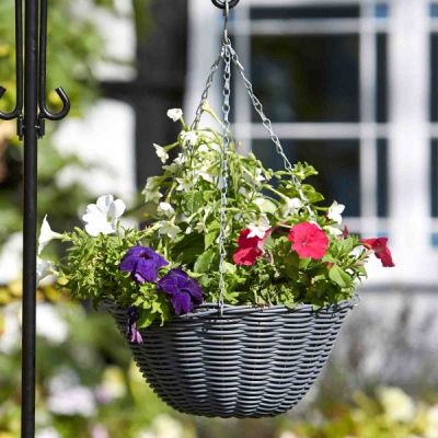 Smart Garden 14 inch Slate Faux Rattan Hanging Basket
