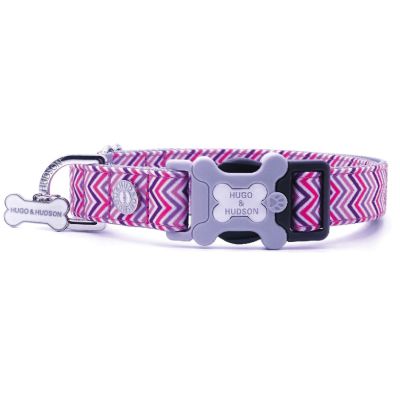 Hugo & Hudson Pink and Purple Chevron Dog Collar M