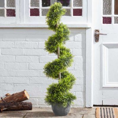 ENJOi 120cm Artificial Cypress Topiary Twirl