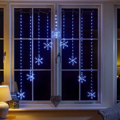 Snowflake Curtain Lights Cool White